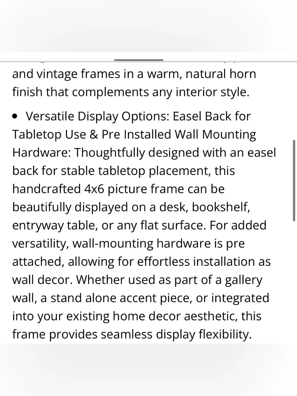 ‘Real Horn’ Picture Frame Wall or Tabletop 5x7”  BLACK ESSENCE
